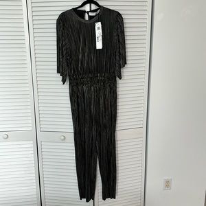 NWT IRO Jumpsuit in Black & Silver from Saks Fifth Avenue Sz 36(European)